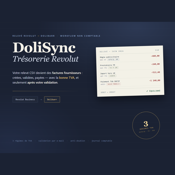 Pochette DoliSync Revolut : releve Revolut Business vers Dolibarr