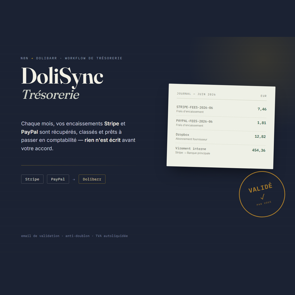 DoliSync Trésorerie : rapprochement des transactions Stripe et PayPal vers Dolibarr.