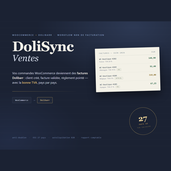 Pochette DoliSync Ventes : import des commandes WooCommerce en factures Dolibarr, TVA par pays